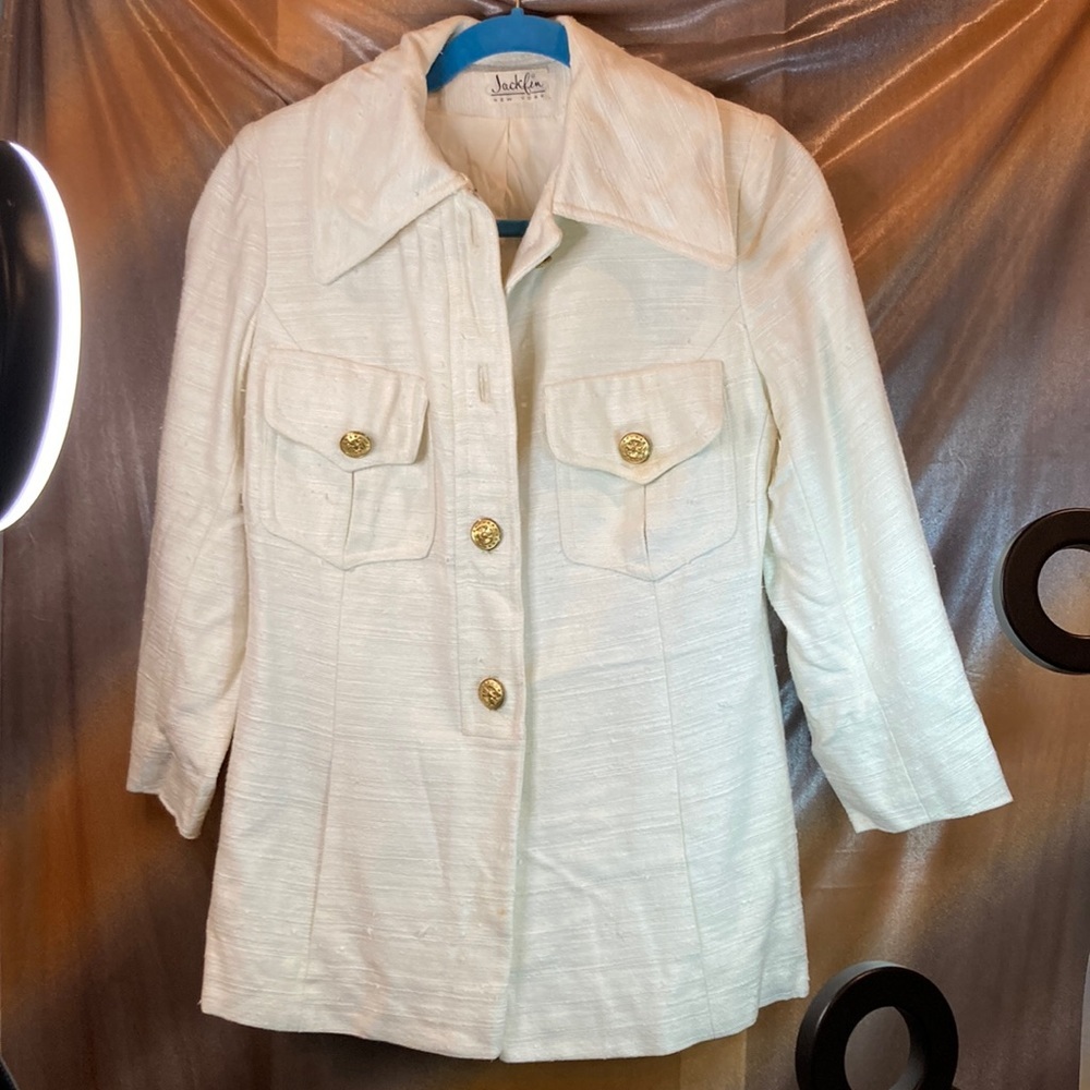 Vintage 1960’s Jackfin jacket. Found in locked suitcase from 60’s 36” chest boxT